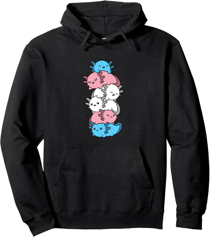 Kawaii Axolotl Pile Transgender Pride Transgender Flagge LGBTQ Pullover Hoodie