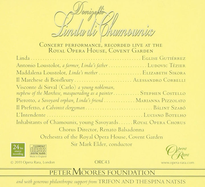 Donizetti: Linda di Chamounix, Audio-CD