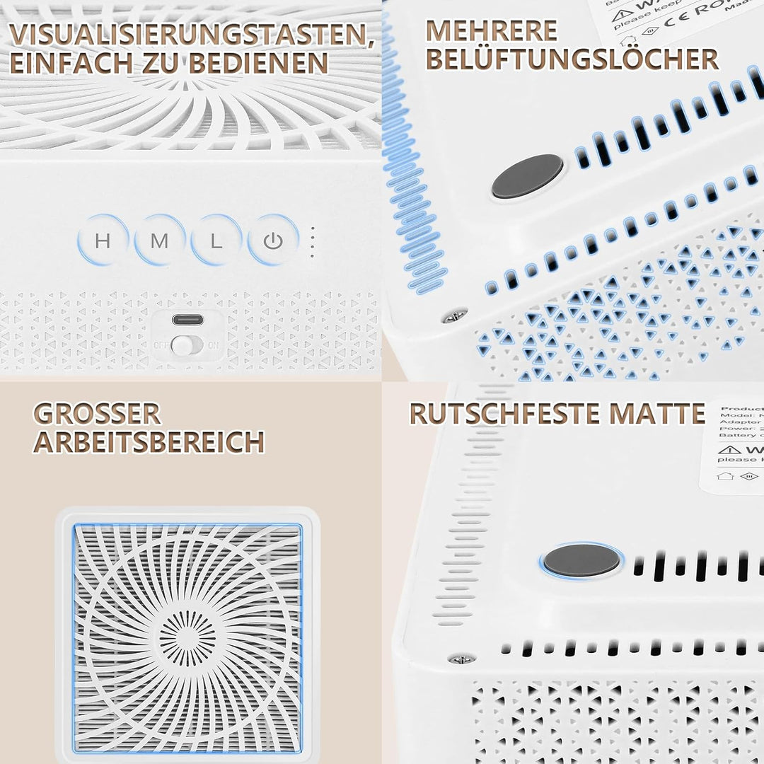 Staubabsaugung für Nägel, Wiederaufladbar Professionell Nagelstaubsauger mit Filter, Saugstarke Leis