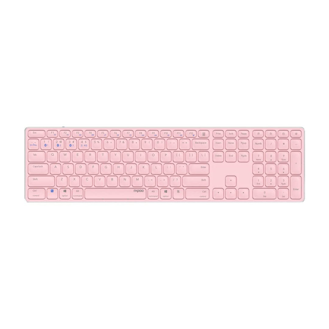Rapoo E9800M kabellose Tastatur Wireless Keyboard wiederaufladbarer Akku flaches Aluminium Design DE