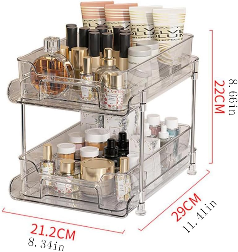 2 Tier Schrank Organizer, Clear Badezimmer Pull Out Schminktisch Organizer, Parfüm StäNder Aufbewahr