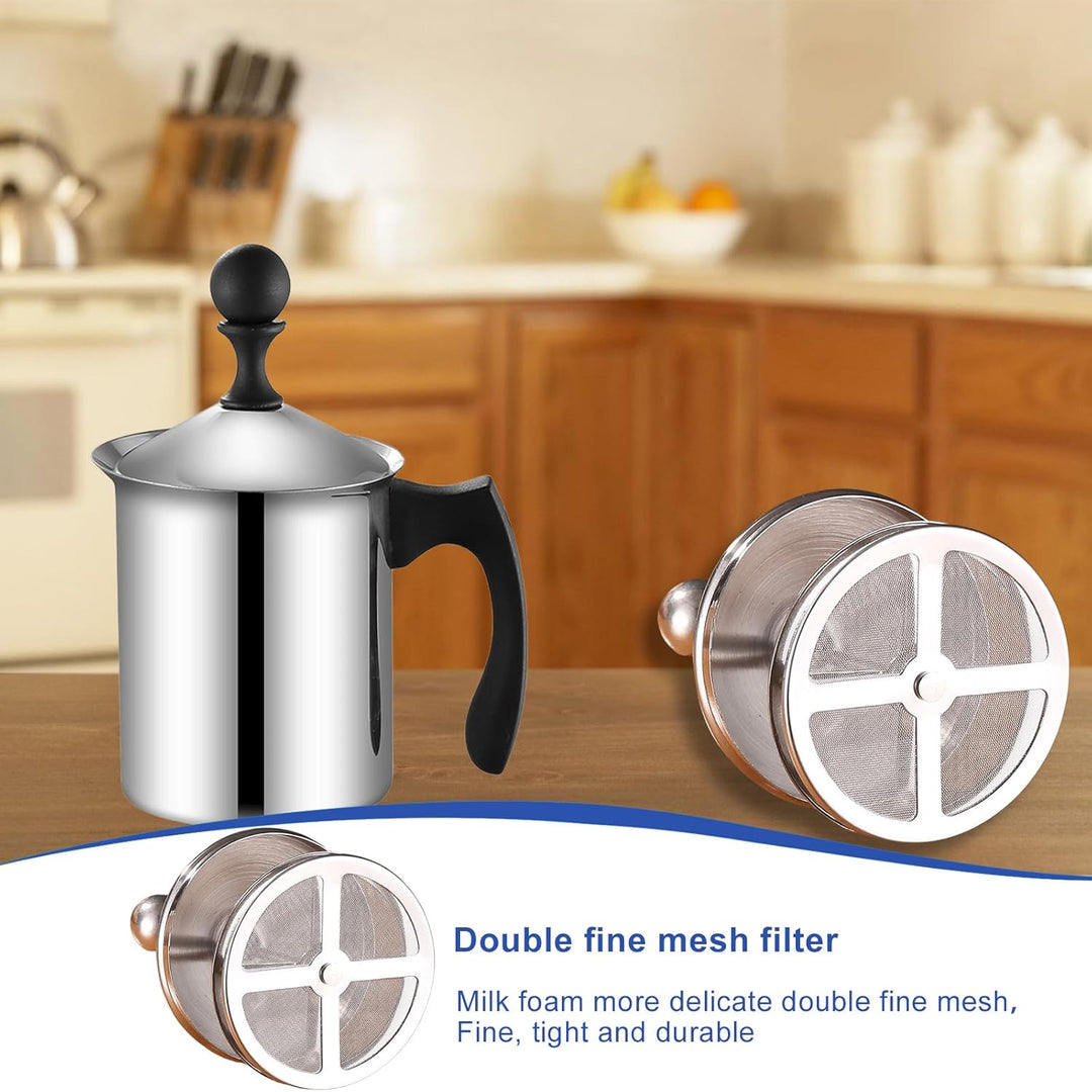 Milchaufschäumer Manuell, 800ml Edelstahl Handmilchaufschäumer, Manueller Schäumer mit Kaffee-Ziehdo