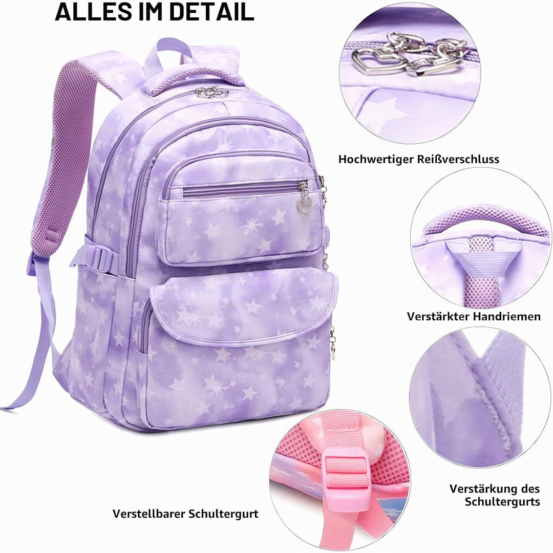 Schulrucksack Mädchen Leichtgewicht Schultasche Teenager Mädchen Rucksack Set Schulranzen 3 STK mit