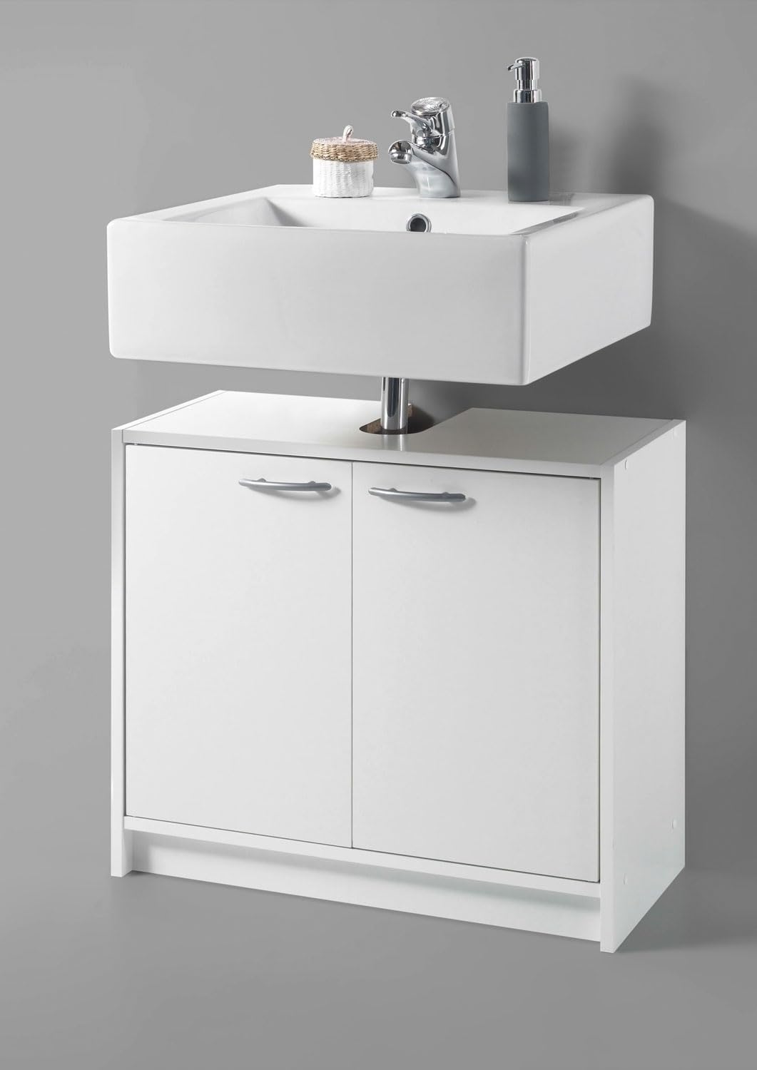 Waschbeckenunterschrank Waschtischunterschrank Badezimmerschrank | Weiss matt | 2 Türen | BxHxT: 63x