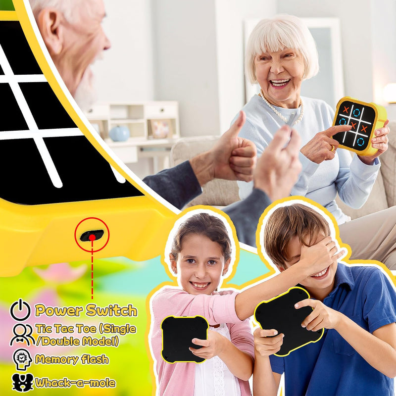 Tic Tac Toe Spiel, Tragbare 3-In-1-Puzzlespielkonsole, Tragbare Reisespiele für Bildung und Gedächtn