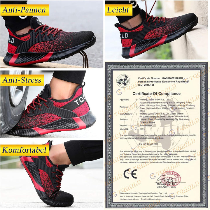 Sicherheitsschuhe Herren Damen Leicht Arbeitsschuhe Stahlkappe Sportlich Schutzschuhe Atmungsaktiv r