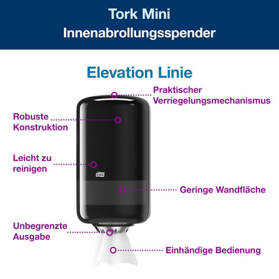 Tork 558008 Mini Innenabrollungsspender für M1 Papierwischtücher & Semy Top Handtuchrolle Mini, Inne