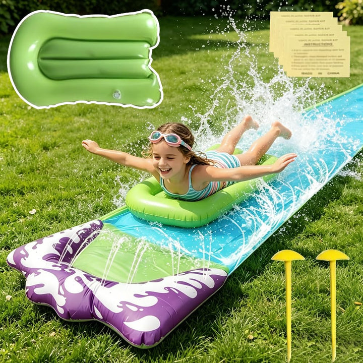 Wasserrutsche,188in x 27in (480 x 70 cm) Wasserrutsche Garten für Kinder mit 1 Bodyboards, Wasserspi