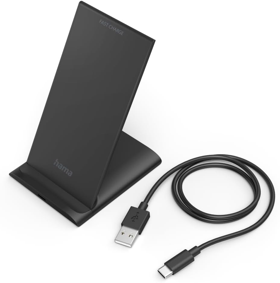 Hama Kabelloses Ladegerät QI-FC10S (Schnellladegerät, 10 W, Qi-Technologie, USB-C-Ladekabel), Schwar