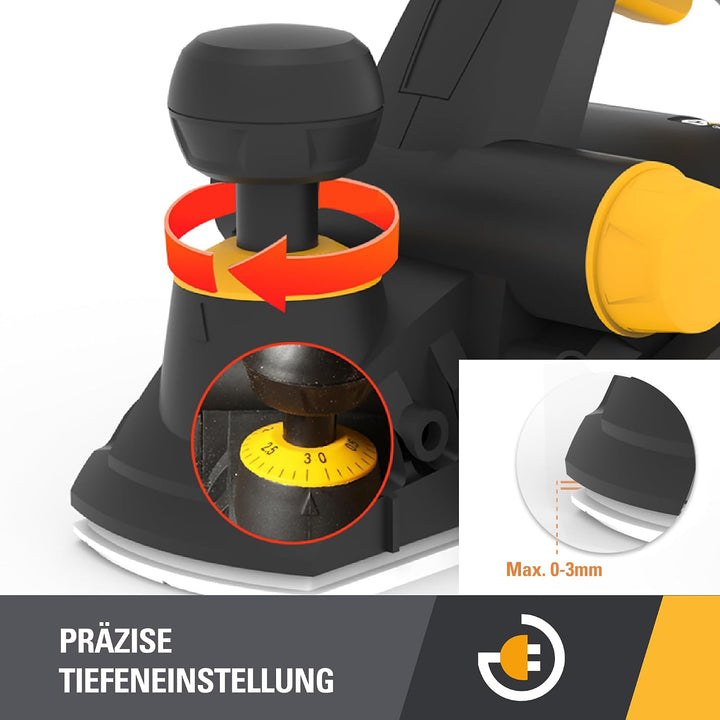 CAT DX86 82mm Hobelmaschine 900W, 16000 U/min, 3mm Schnitttiefe, beidseitiger Spanauswurf, Mikro-Tie