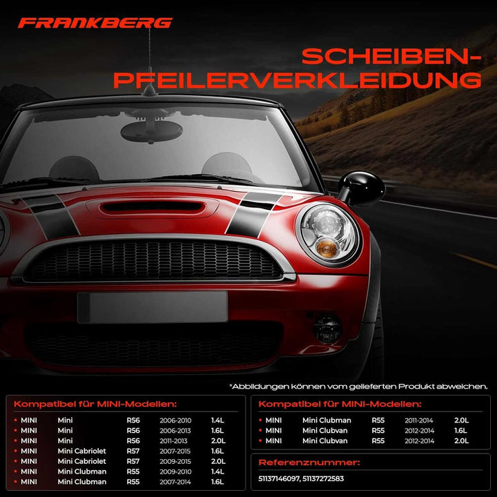 Frankberg Zierleiste A-Säule Blende Vorne Links Kompatibel mit M.i.n.i R56 C.o.o.p.e.r One 2006-2013