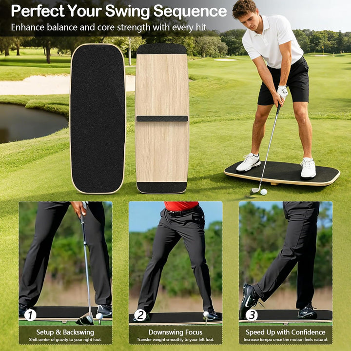 Golf Balance Board, 75 x 30 cm Golfschwung Druckbett Schwungtrainer, 150 kg Tragkraft, Gewichtsverla