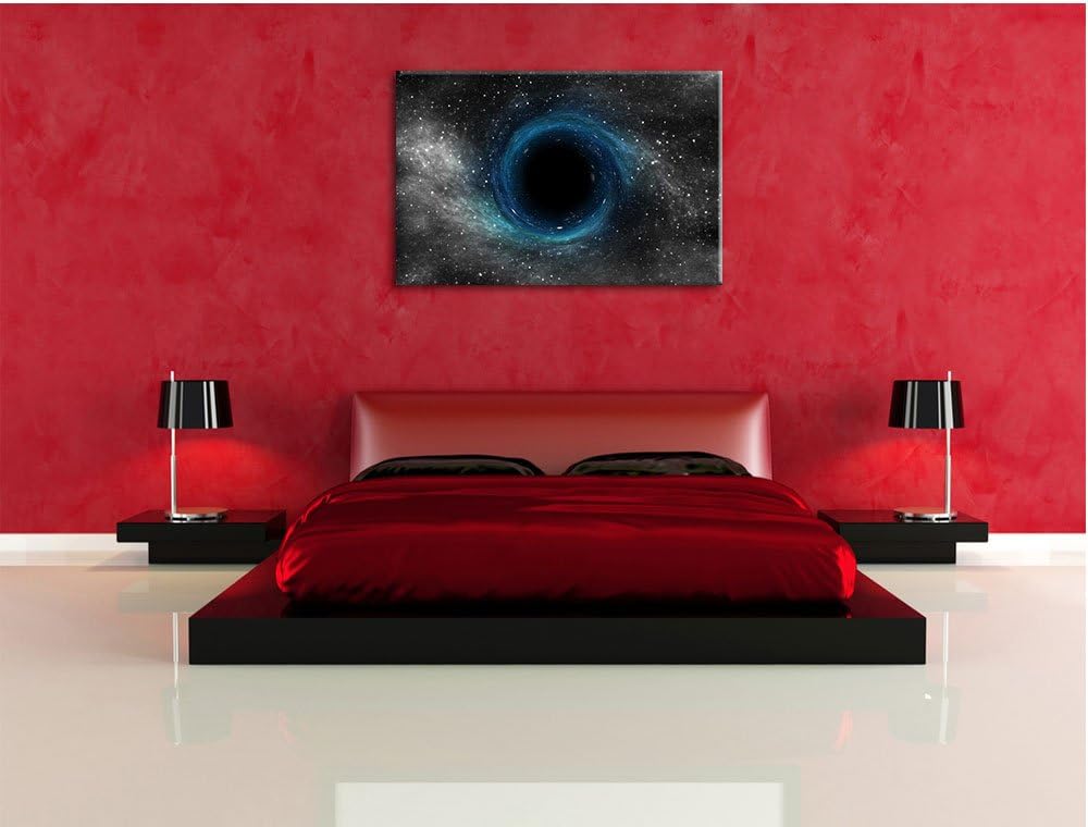 Pixxprint Schwarzes Loch im Weltall als Leinwandbild/Grösse: 100x70 cm/Wandbild/Kunstdruck/fertig be