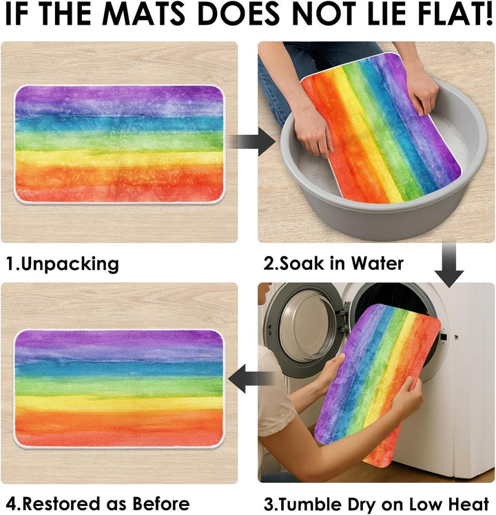 Britimes Badematten für Badezimmer, Badvorleger, rutschfest, bunte Streifen, Regenbogen, waschbarer