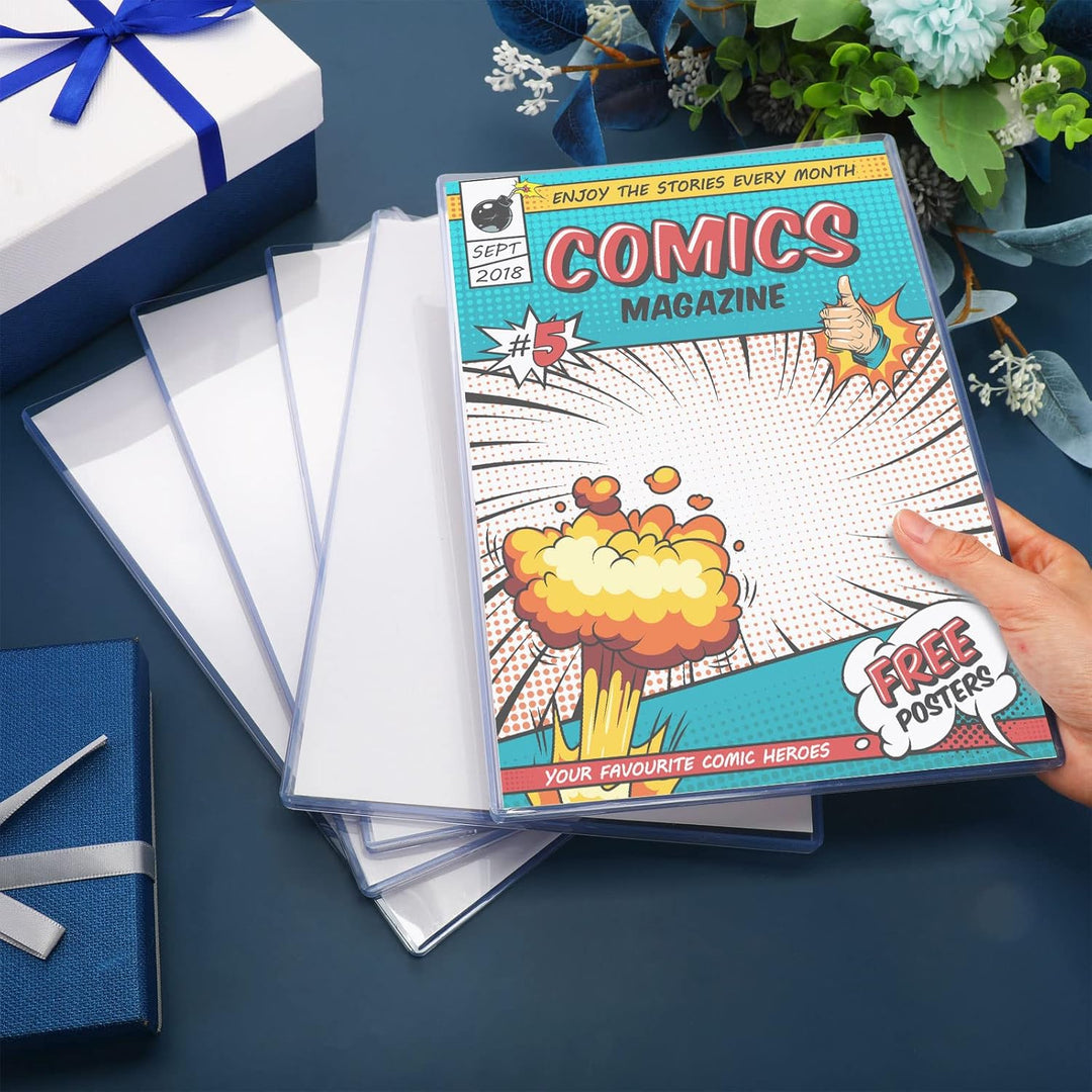 Comic-Buch-Vitrinen-Set, inklusive Comic-Buchhüllen und transparenten Kunststoff-Staffeleien, 19.1x2