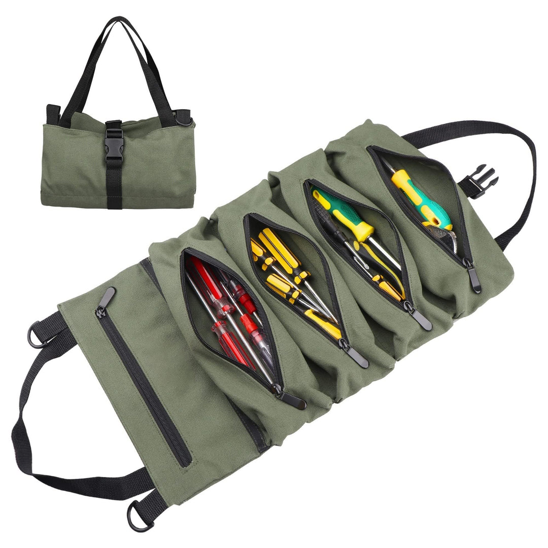 Werkzeugtasche, aufrollbare kleine Werkzeugbox, robuster Werkzeug-Organizer mit 2 abnehmbaren Tasche