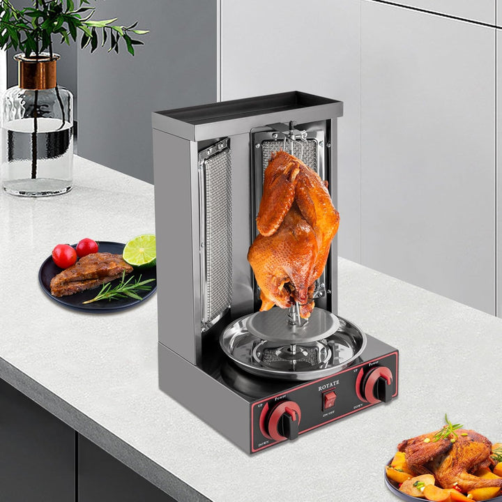 3000W Gas Dönergrill, 220V Vertikaler Multigrill, 360° Rotations Hähnchengrill mit 12KG Kapazität, E