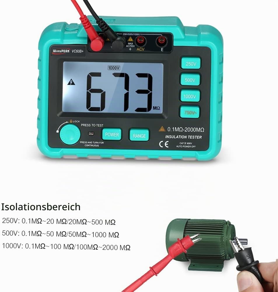 VISLONE VC60B+ LCD Digital Insulation Resistance Tester Megohm Meter Megohmmeter DC250V/500V/1000V A