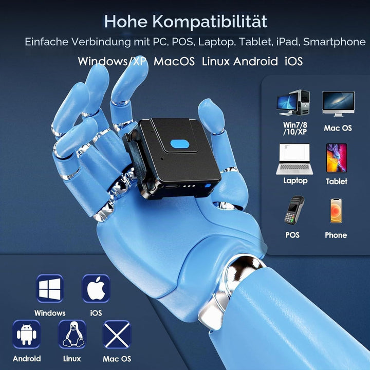 Eyoyo Wearable Glove QR Code Scanner, 1D 2D Finger Ring Bluetooth Barcode Scanner, Left&Right Hand W
