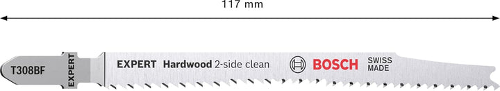 Bosch Professional 100x Stichsägeblatt Expert ‘Hardwood 2-Side Clean’ T 308 BF (für Kunststoffbeschi