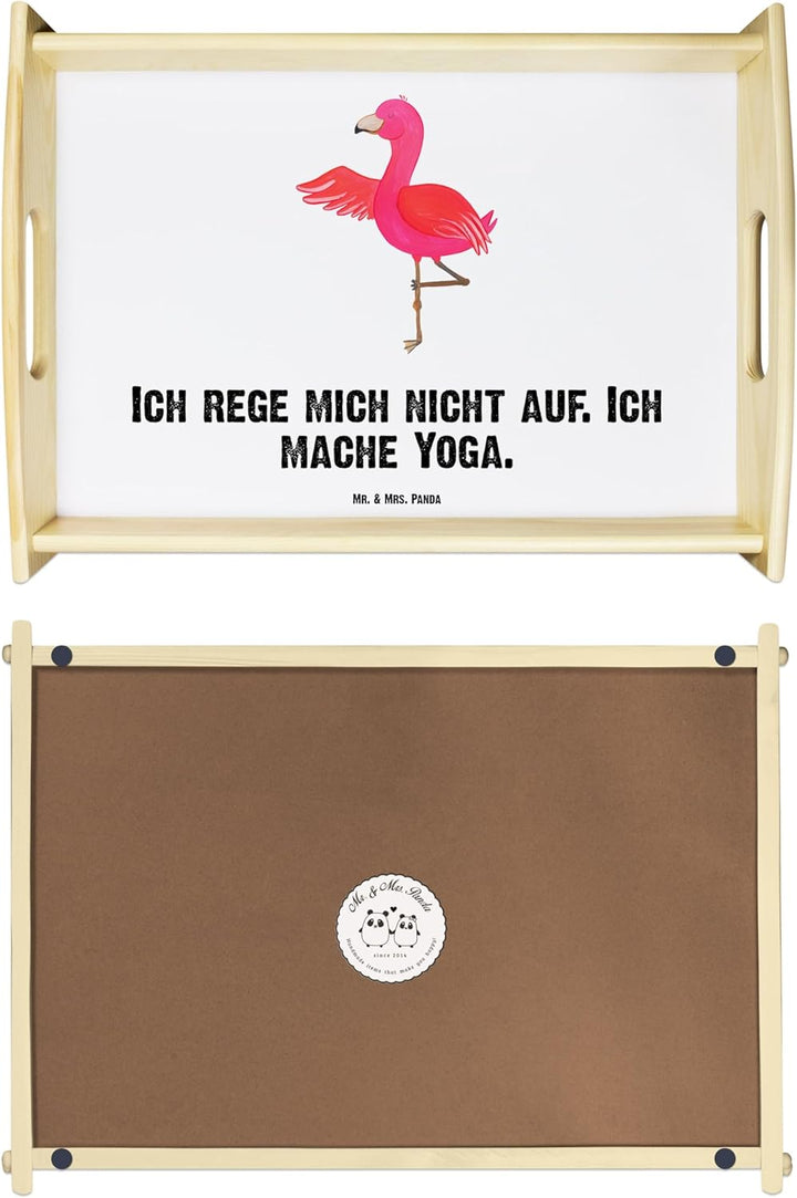 Mr. & Mrs. Panda Bett-Tablett Flamingo Yoga - Geschenk, Serviertablett, Achtsamkeit, Entspannung, Ro
