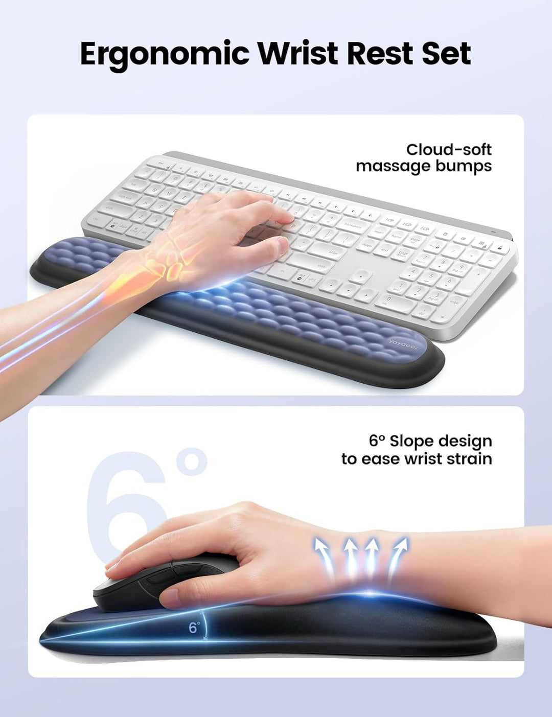 MEATANTY Mauspad mit Gelkissen, Ergonomisches Mousepad Handauflage [Schmerzlinderung] [Gesunde Haltu