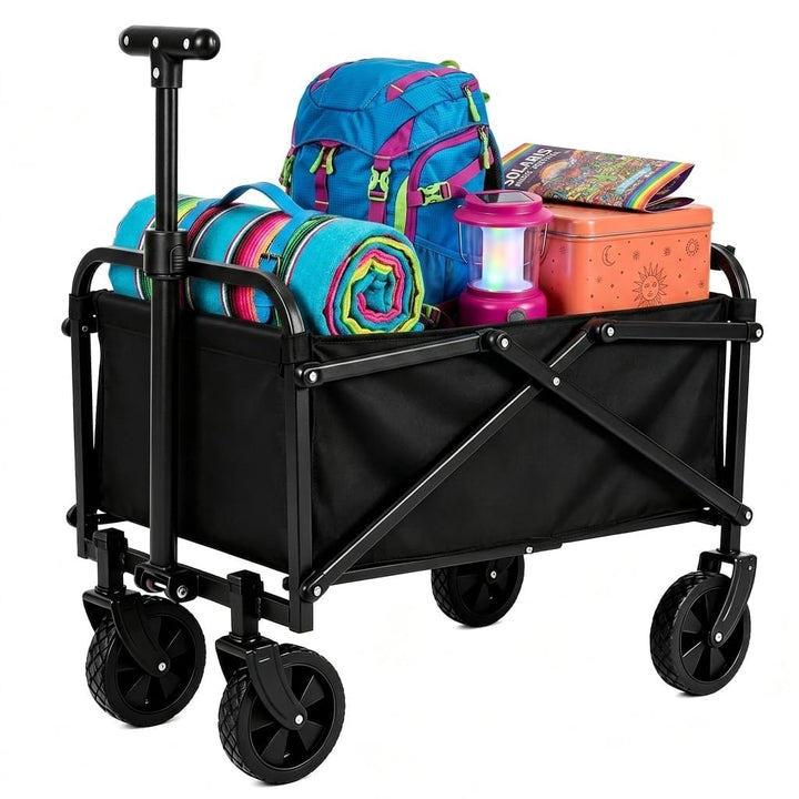 Faltbarer Bollerwagen Camping, Leichter Transportwagen 50L Tragkraft | Klappbarer Handwagen mit 12cm