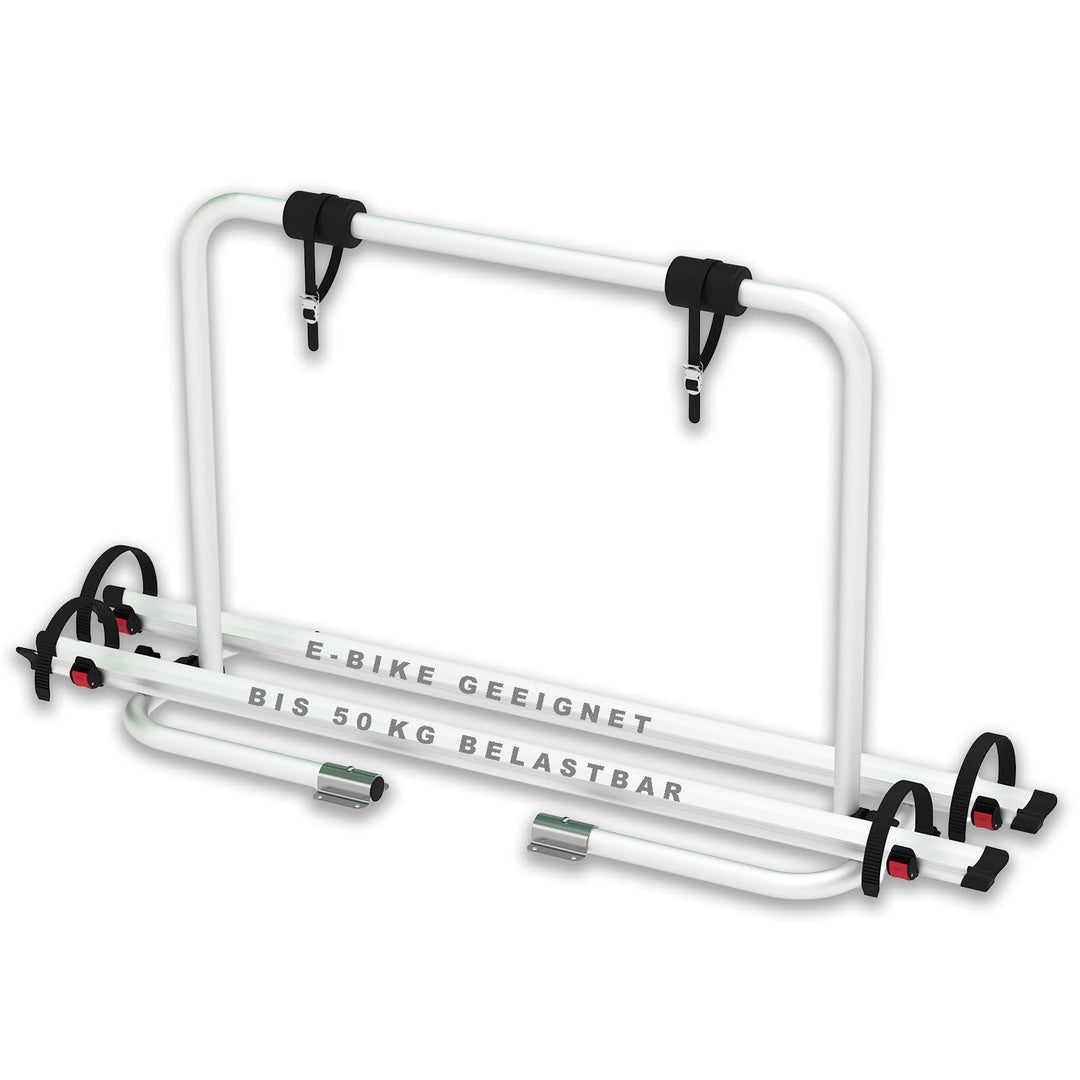 Fahrradträger für Deichsel Wohnwagen | abklappbar | Bike Träger XL ALU | für 2 Fahrräder e Bike bis