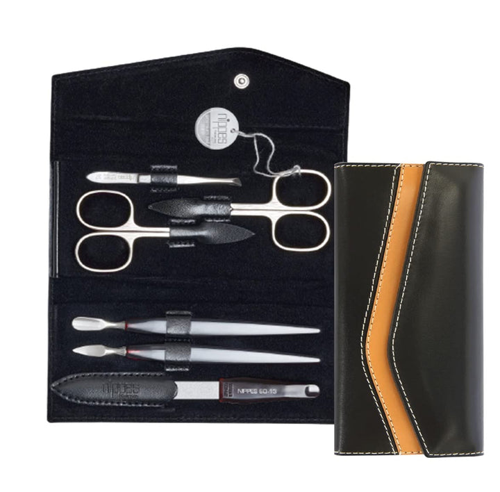 nippes Solingen Premium Line Maniküre Set Seam, 6-teilig, Edelstahl rost- und nickelfrei, Rindsleder