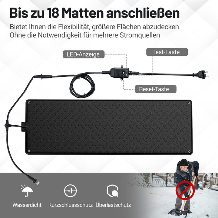 SOARS Beheizte Schneeschmelzmatten, rutschfeste &amp; wasserdichte Heizmatten Schneeschmelzgeschwindigke