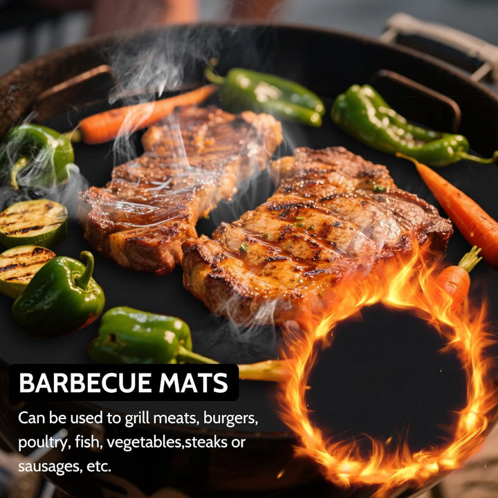 OSVINO BBQ Grillmatte 5er Set – Antihaft BBQ Unterlage aus Teflon, rund (40cm Durchmesser) für Grill