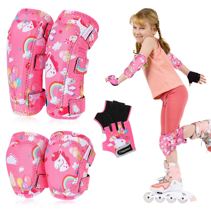 CLISPEED Kniesch¨¹tzer f¨¹r Kinder, Knie- und Ellbogensch¨¹tzer f¨¹r Kinder mit Fahrradhandschuhen f