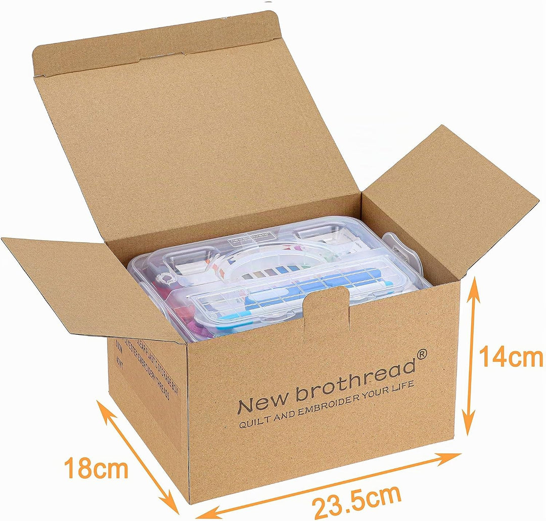 New brothread 40 Brother Farben 500m Maschine Stickgarn mit durchsichtiger Aufbewahrungsbox aus Kuns