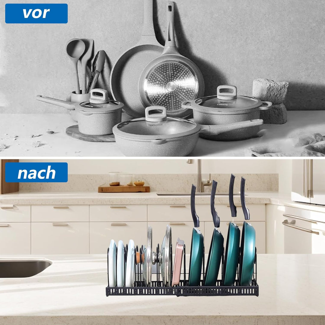 2 Stück Topfdeckelhalter Verstellbaren, Pfannenhalter für Schublade, Deckel Organizer Küche, Deckelh