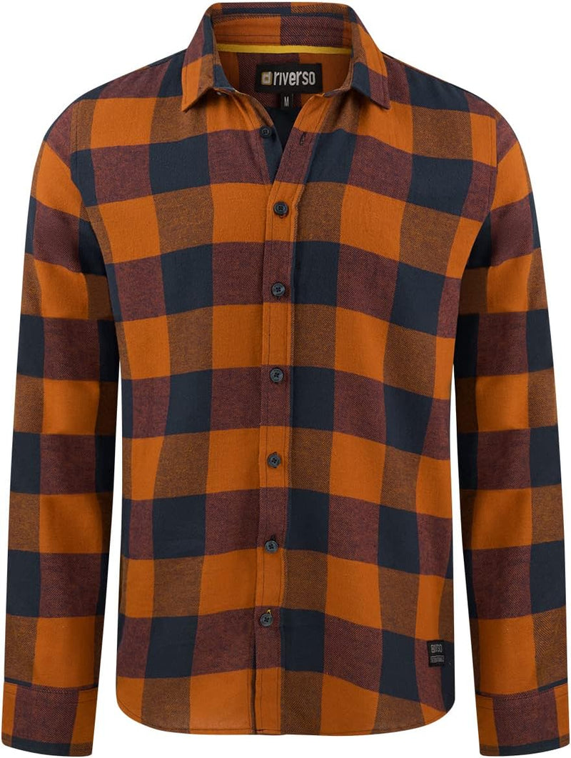 riverso Herren Freizeit Hemd RIVArne Regular Fit Karohemd Flanellhemd Holzfällerhemd kariert Langarm