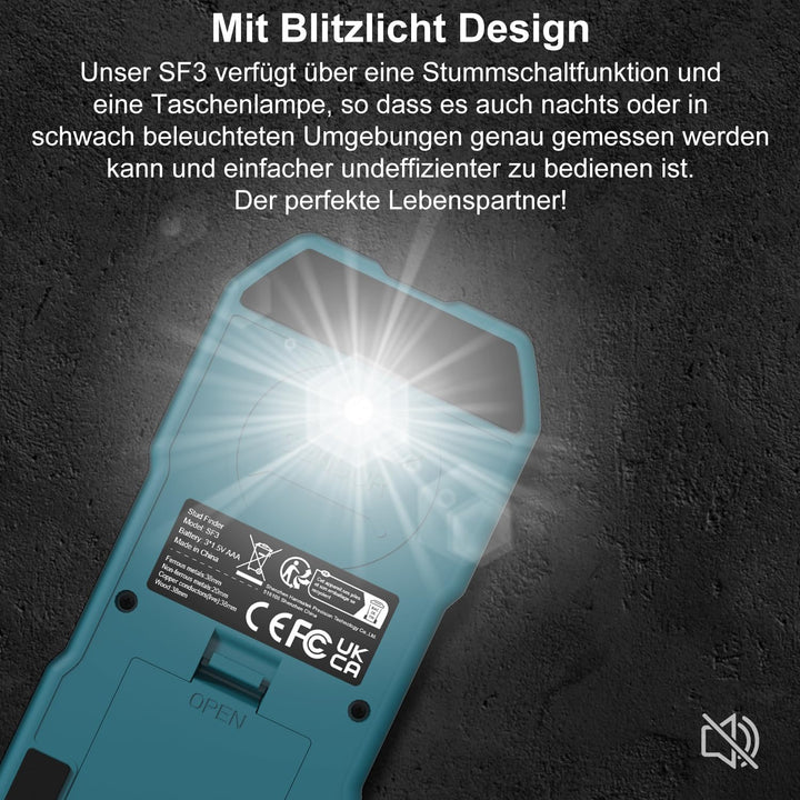 HANMATEK Leitungssucher Ortungsgerät SF3 Wand Scanner Detektor Multifunktional Stud Finder Holz/Eise