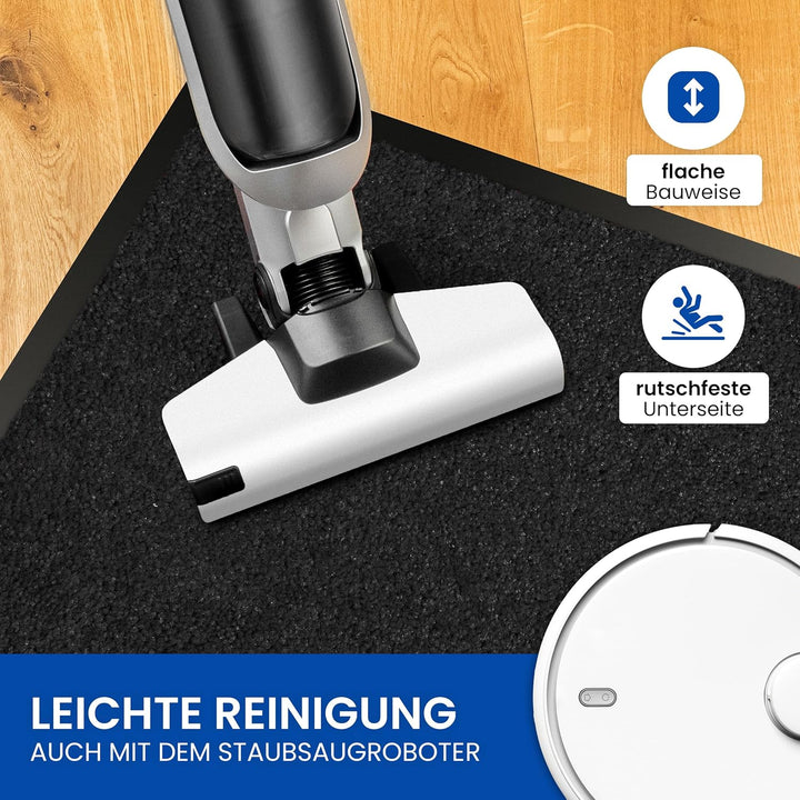 Hochwertige Fussmatte Anthrazit Schwarz 80x120cm gross für Innen & Aussen - Schmutzfangmatte rutschf