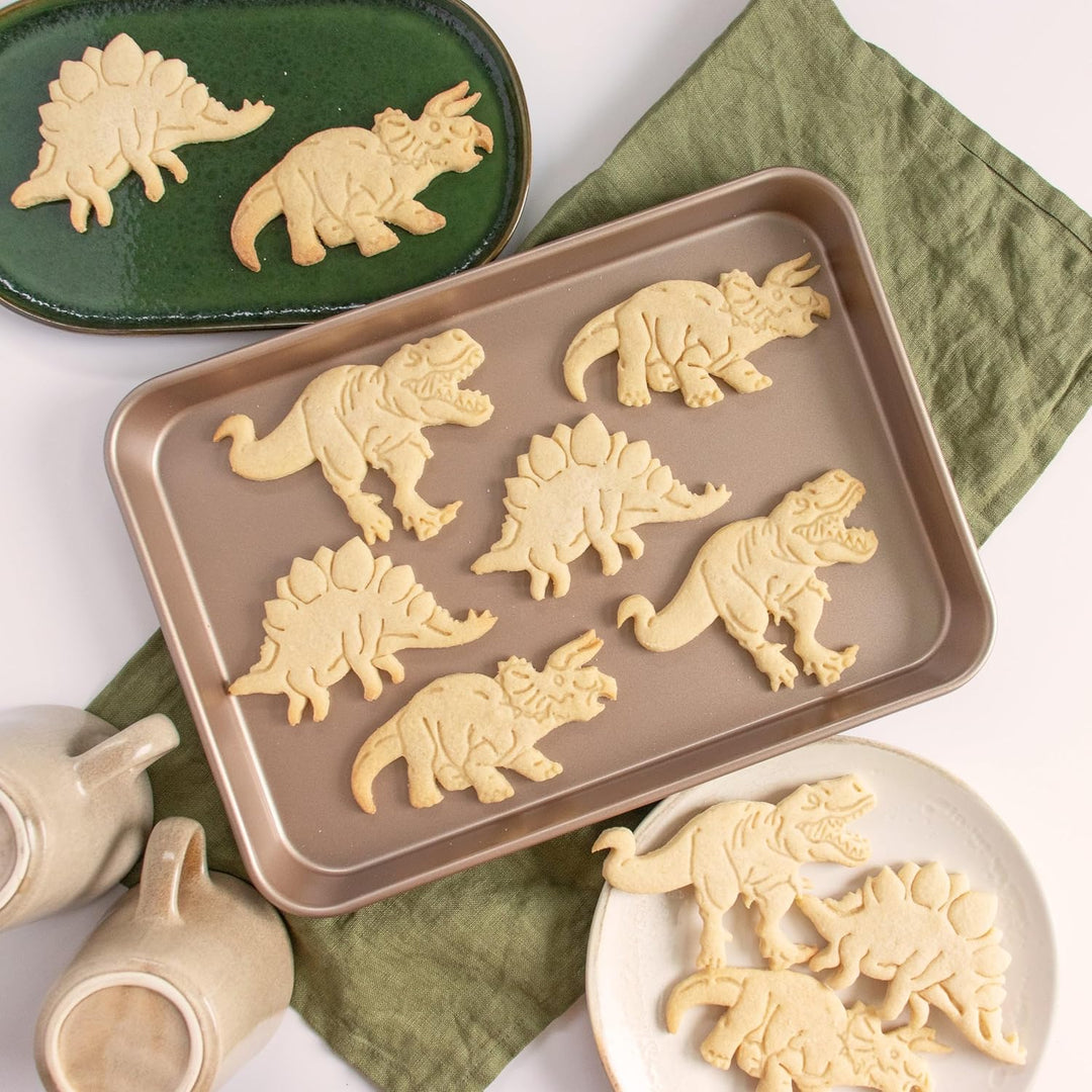 3er Set Naturgetreue Dinosaurier Ausstechformen (Formen: Tyrannosaurus Rex, Stegosaurus und Tricerat