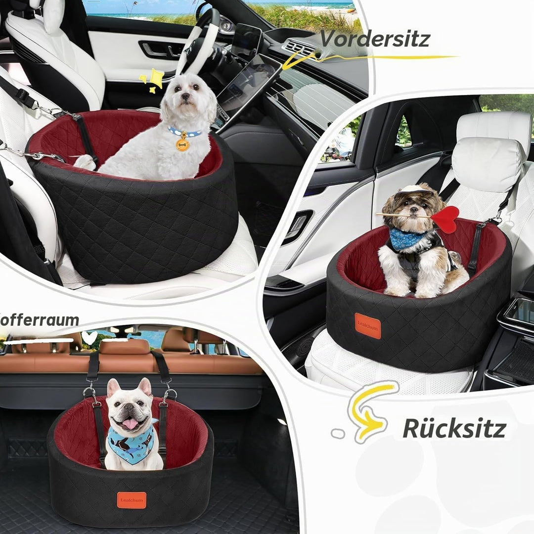 Hunde-Autositz, bequemer Haustier-Autositz mit Sicherheitsleinen zum Anklippen, waschbares Reise-Aut