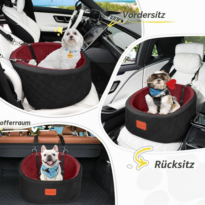 Hunde-Autositz, bequemer Haustier-Autositz mit Sicherheitsleinen zum Anklippen, waschbares Reise-Aut