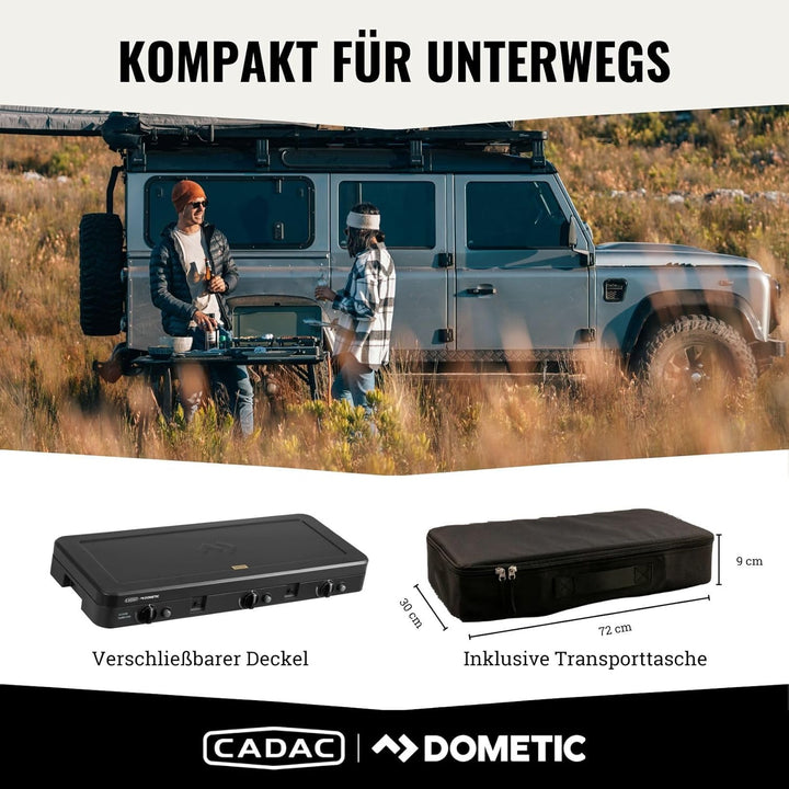 CADAC - 3 Cook Turbo FFD Deluxe - 50mBar - Grillen - Tragbare Grills - Kochfläche aus Edelstahl - In