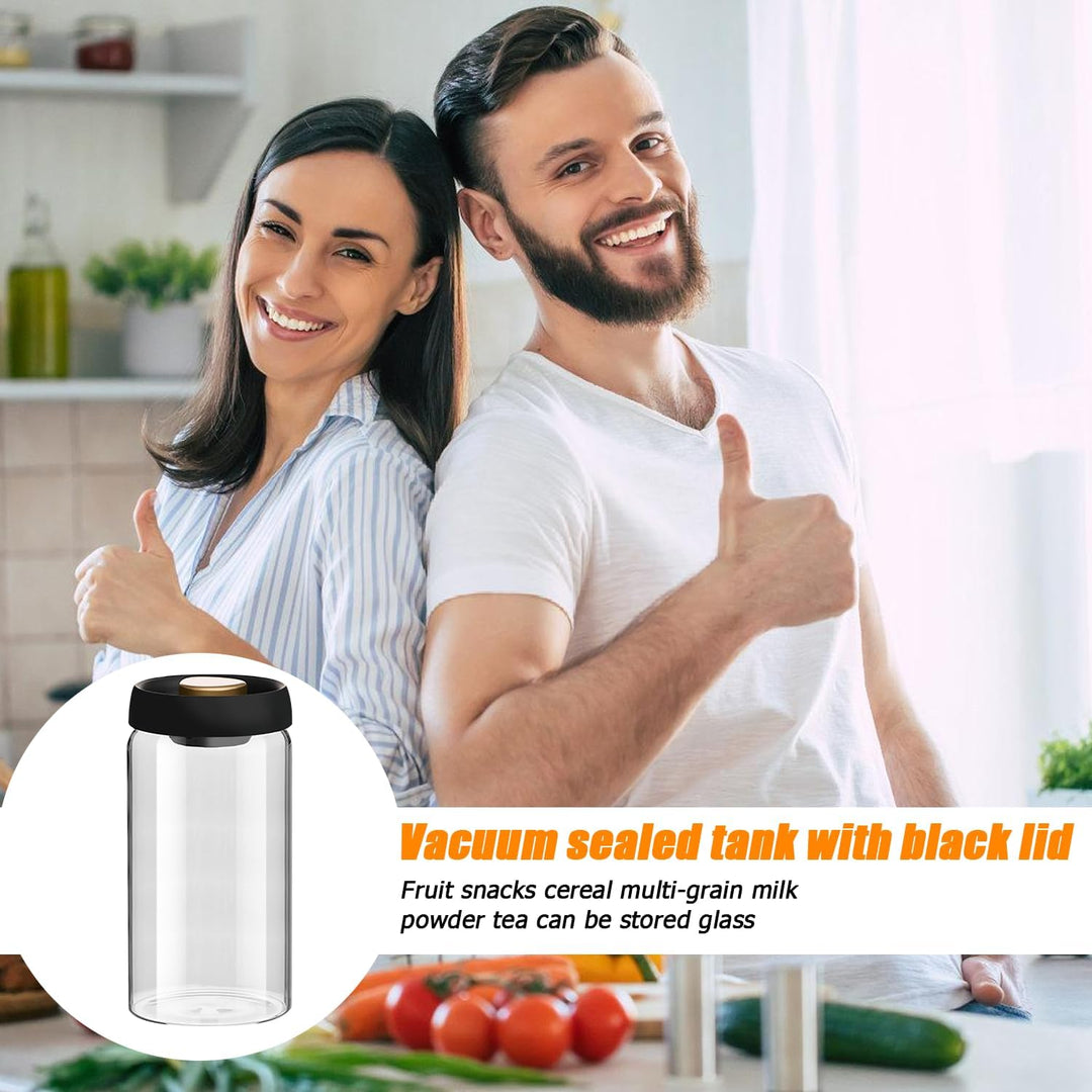 Kaffeedose mit Vakuumdeckel: 1800ml Kaffeedose aus Glas mit schwarzer Deckel nachhaltige Aufbewahrun