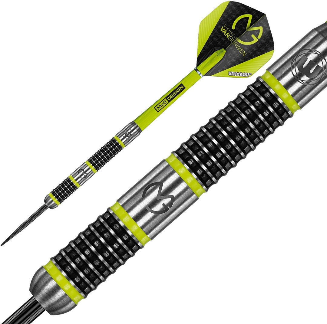 WINMAU Michael van Gerwen MvG Aspire Tungsten Steeltip Dart-Set mit Prismen-Flights und Nylon-Schäft