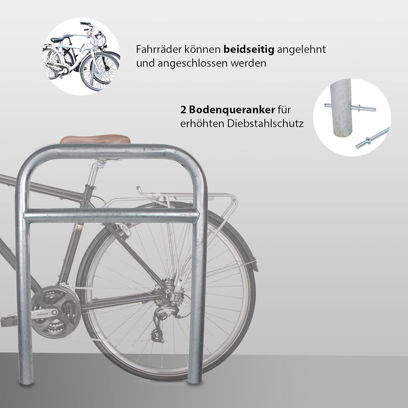 2x Fahrradanlehnbügel zum Einbetonieren Fahrradständer Anlehnbügel Anlehnständer Poller Ständer feue