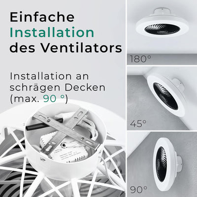 Noaton Deckenventilator mit Beleuchtung 12050B Triton, Schwarz, LED Dimmbar, 3 Farbtemperaturen, Fer