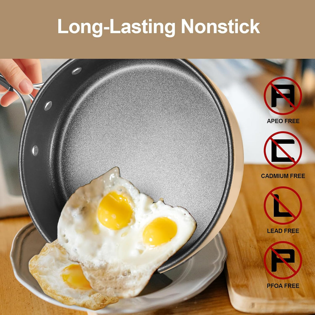 Odoland Camping Kochgeschirr Set Antihaft-Topf und Pfanne Set mit Wasserkocher, Edelstahl Utensilien