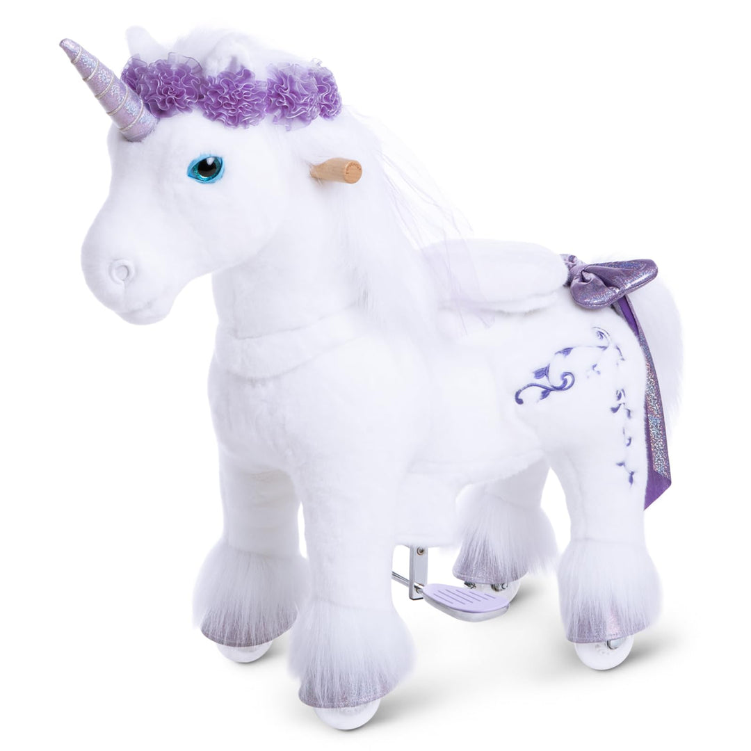 PonyCycle Einhorn Reitspielzeug, für Kinder 3–4 Jahre, 76cm Hoch, Einhorn auf Rollen mit Handbremse,