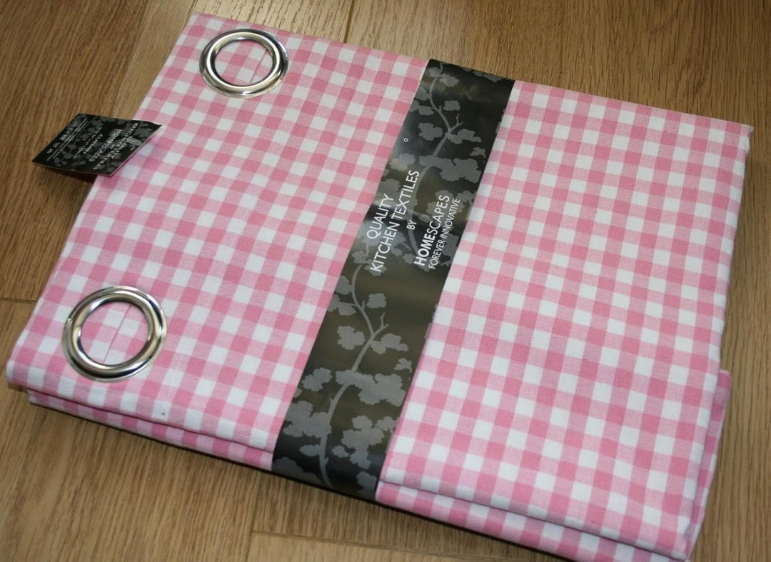 Homescapes handgewobener Vorhang Ösenvorhang Dekoschal Gingham im 2er Set, 137 x 228 cm, 100% Reine