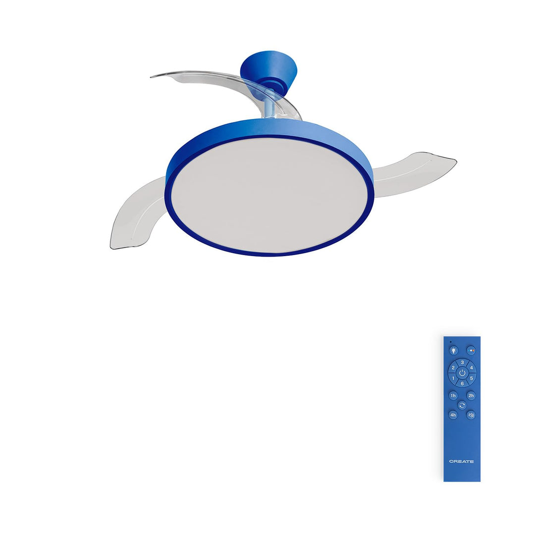 CREATE / WIND CLEAR STUDIO M/Deckenventilator mit Beleuchtung Kobaltblau mit Fernbedienung / 40W, Ti
