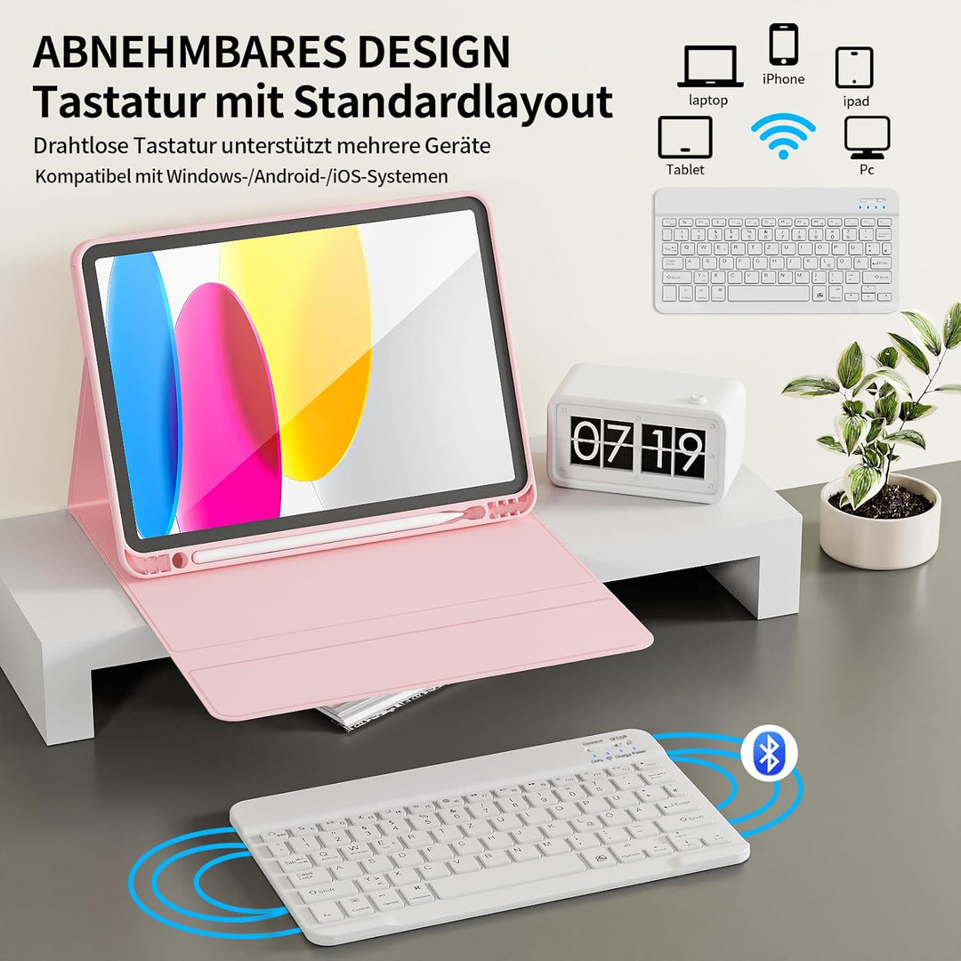 Hülle mit Tastatur für iPad A16 11 Generation 2025 (11 Zoll), iPad 10 Generation 2022 (10.9 Zoll) mi